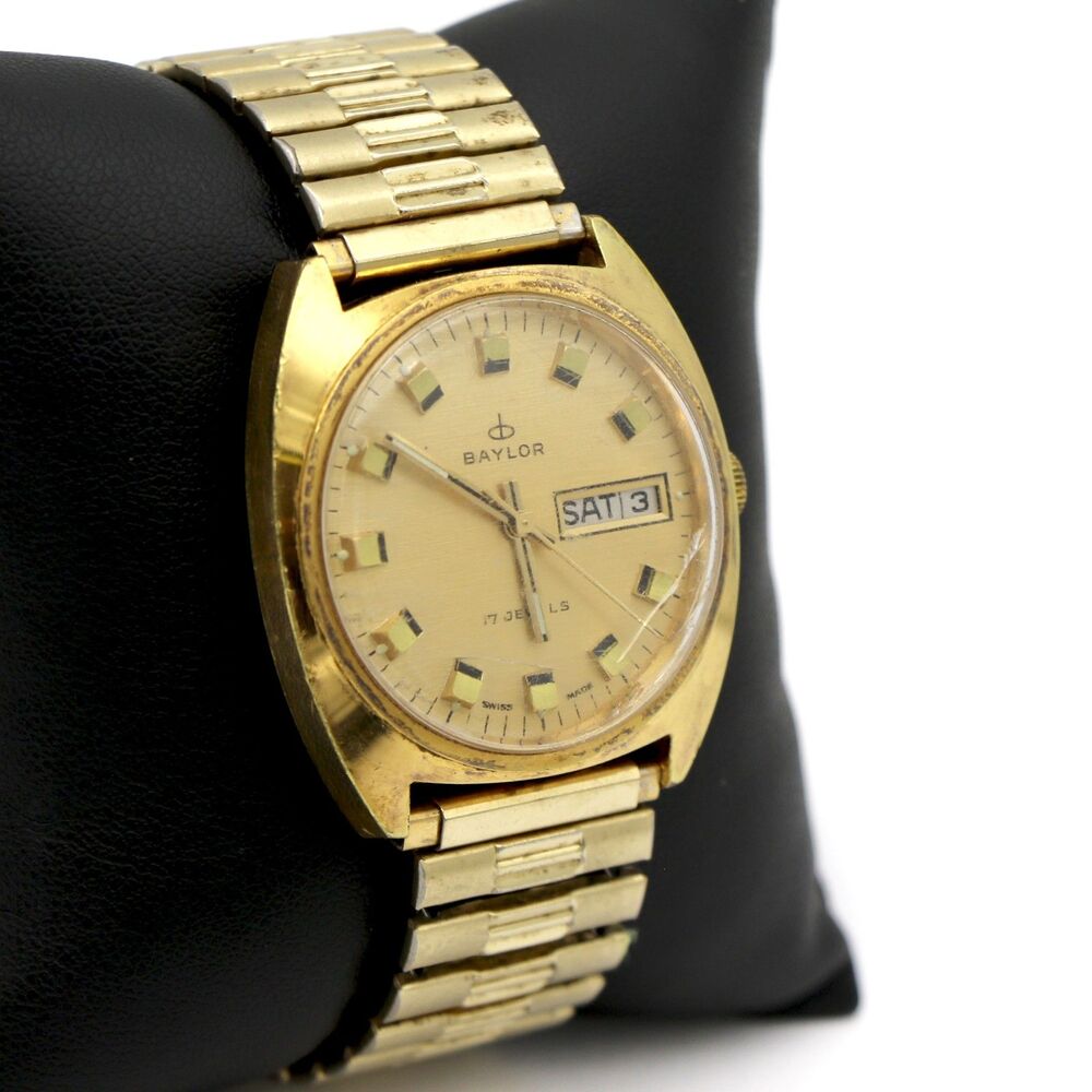 Baylor 17 Jewels Gold-Tone Day-Date Automatic Swiss Made Watch